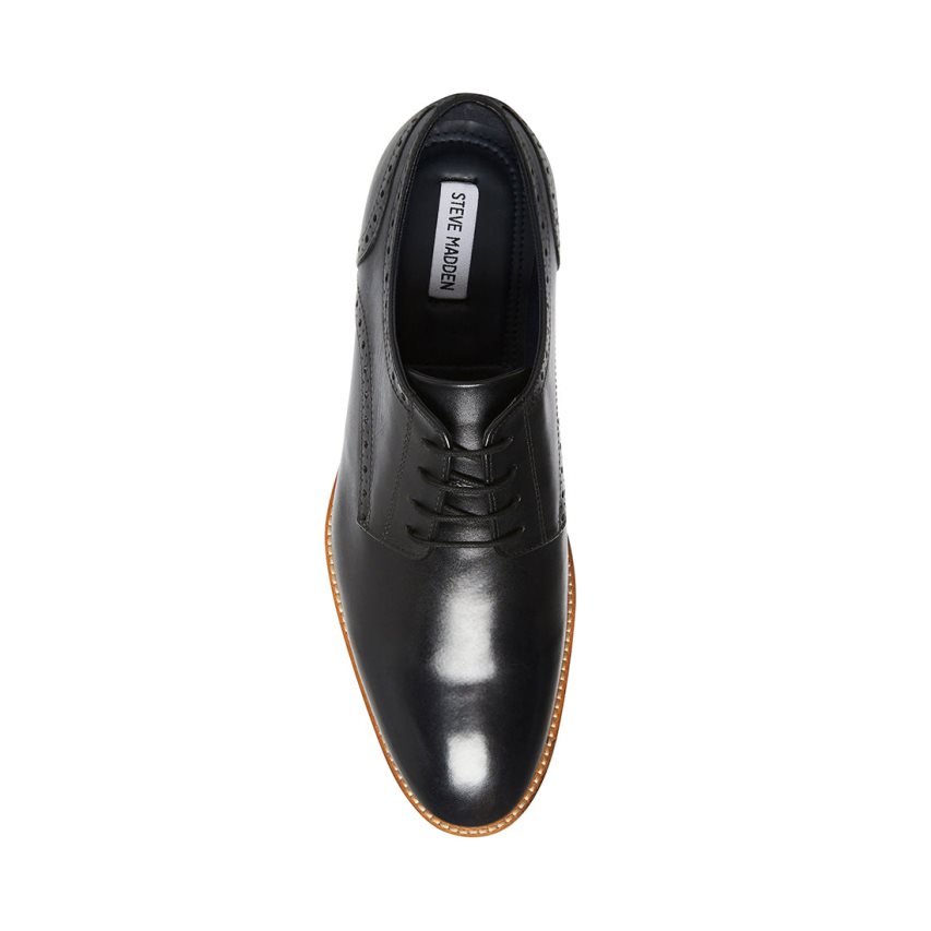 Black Steve Madden Derbyy Leather Men's Derby Shoes | PH 917016SD